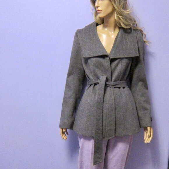 BABATON ARITZIA The CONNOR Coat Italian Grey Wool Belted Minimalist M - Picture 9 of 9